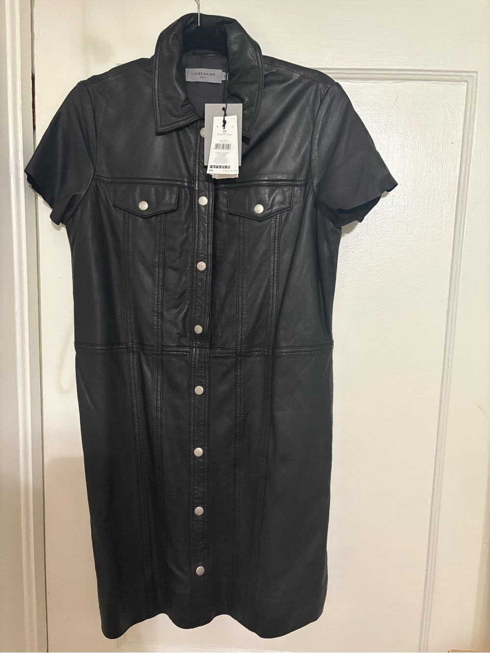 Liebeskind Black Leather Dress with Button Detail